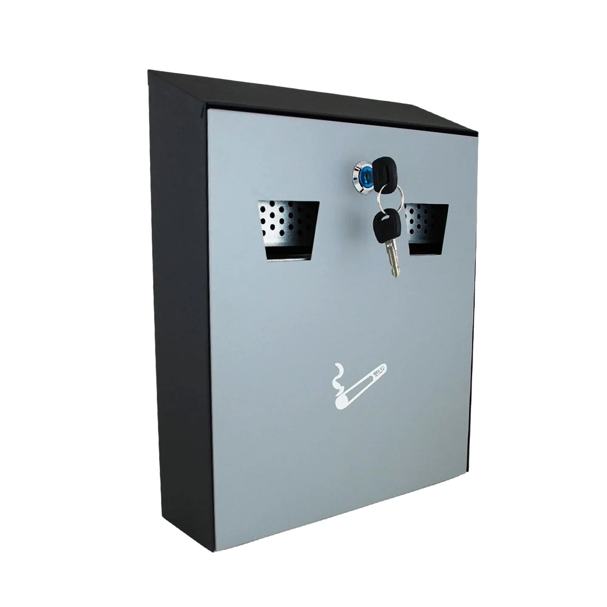 Buckingham Wall Mounted Outdoor Cigarette Bin, Ashtray , Ash Bin, Pubs , Clubs, Office, Home , Luminous Cigarette Motif, Smoking, Lockable, Premium Quality -, Black, Buckingham Cookware UK