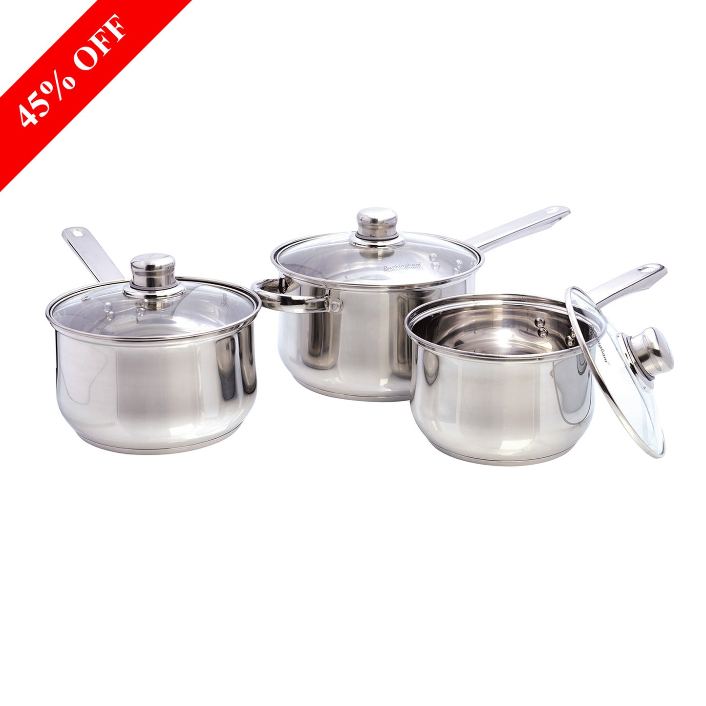 Buckingham 3-Piece Deep Saucepan Set