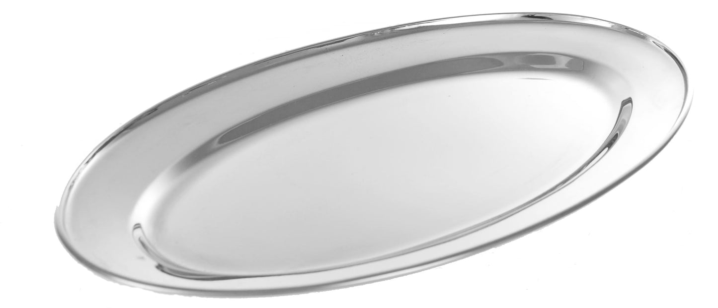 Buckingham Stainless Steel Oval Tray Plate Meat Platter Serving Dish, 25 cm