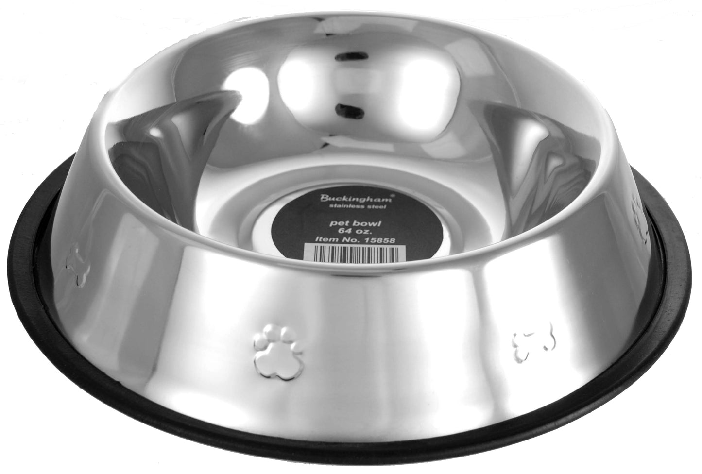 Stainless Steel Buckingham Dog Bowl (1.3 Ltr) W/ Paw Moftif