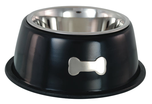 Buckingham Stainless Steel Dog Bowl Pet Puppy Feeder Bowls Food Water Dish Bowl, Black