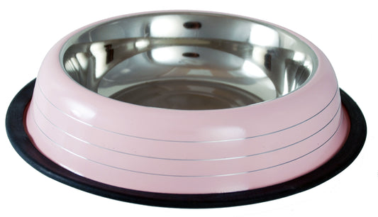 Buckingham Striped Pet Bowl Pink (16oz)