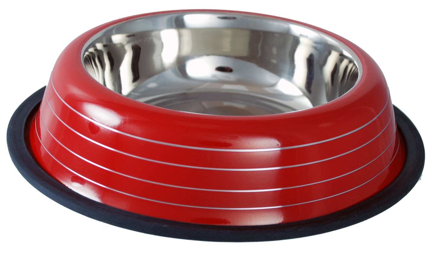 Buckingham Striped Dog Bowl Red (32oz)