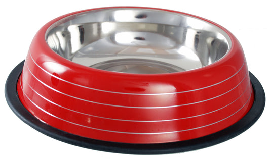 Buckingham Striped Dog Bowl Red (64oz)