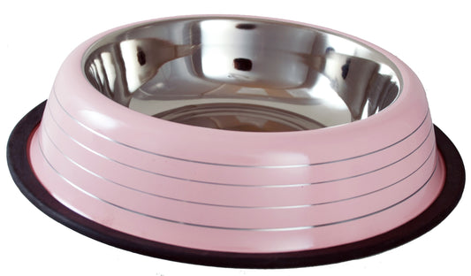 Buckingham Striped Dog Bowl Pink (64oz)