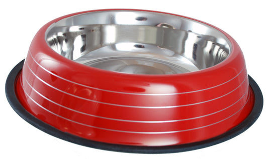 Buckingham Striped Dog Bowl Red (96oz)