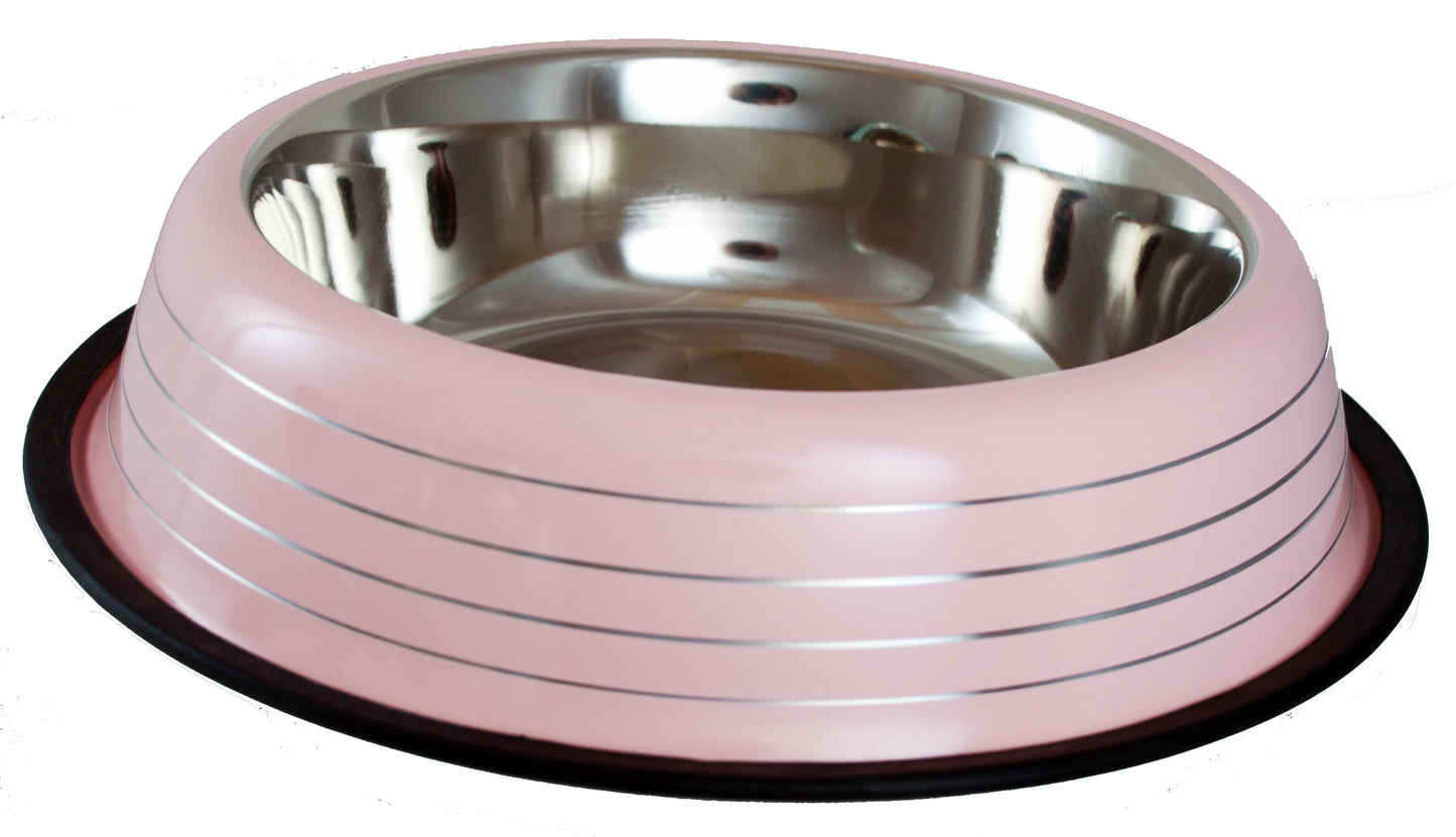 Buckingham Striped Dog Bowl Pink (96oz)