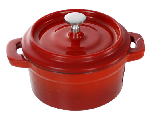 Buckingham Enamel Cast Iron Mini Round Casserole Pot Soufflé Dish Ramekins, Red