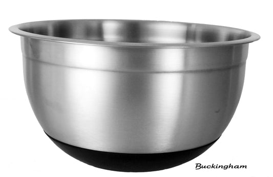 Buckingham 1.5 Litre Stainless Steel Designer Salad Mixing Bowl with Silicon Base, Silver/Black