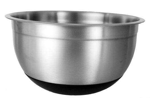 Buckingham 3 Litre Designer Stainless Steel Salad/Mixing Bowl Silicon Base, Silver/Black