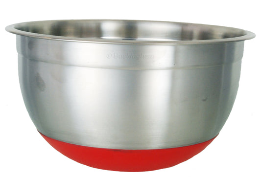 Buckingham 1.5 Litre Designer Stainless Steel Salad/Mixing Bowl with Silicon Base, Silver/Red