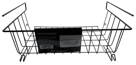 Buckingham Under Shelf Storage Basket Organiser Tidy Storage Rack, Black, 39 cm X 25 cm