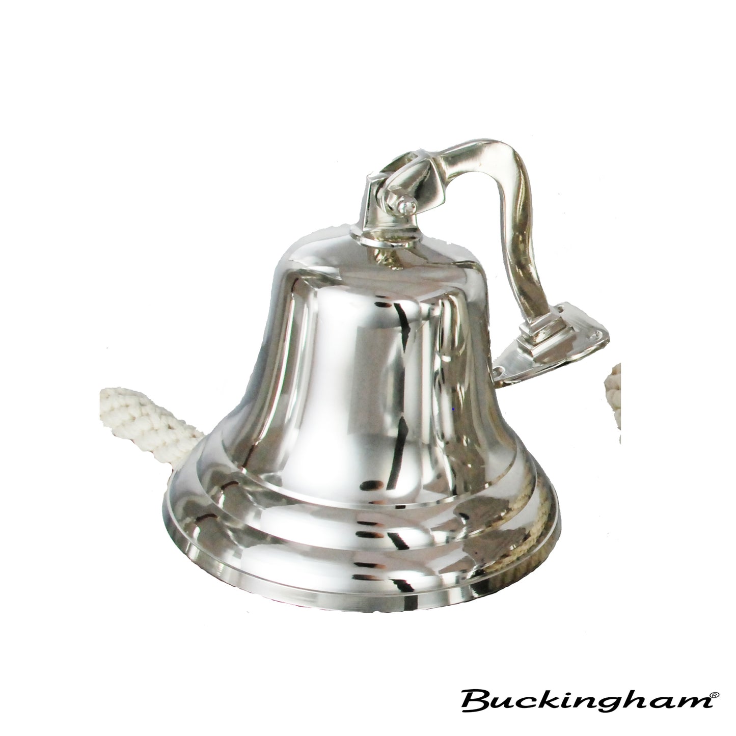 Buckingham Solid Brass Nickel Plated Large Ship Bell Pub Door Last Order School Dinner Nautical Bell 6 " / 15 cm
