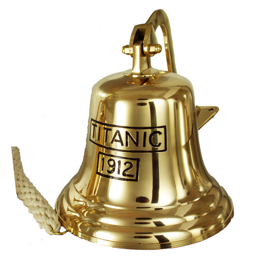 Buckingham Solid Brass Nickel Plated Large Ship Bell Pub Door Last Order School Dinner Nautical Bell 8 " / 20 cm