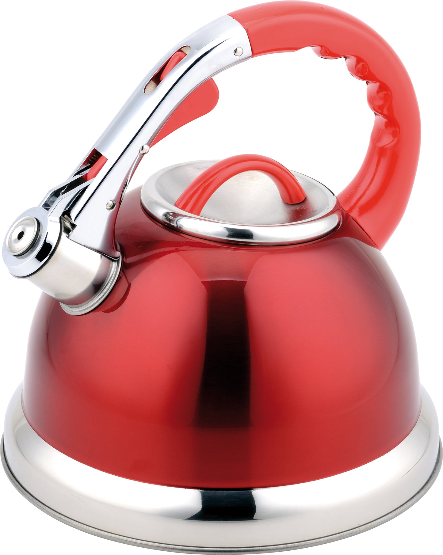 Buckingham Stainless Stove Top Induction Gas Whistling Kettle 3.5 L, Metallic Red
