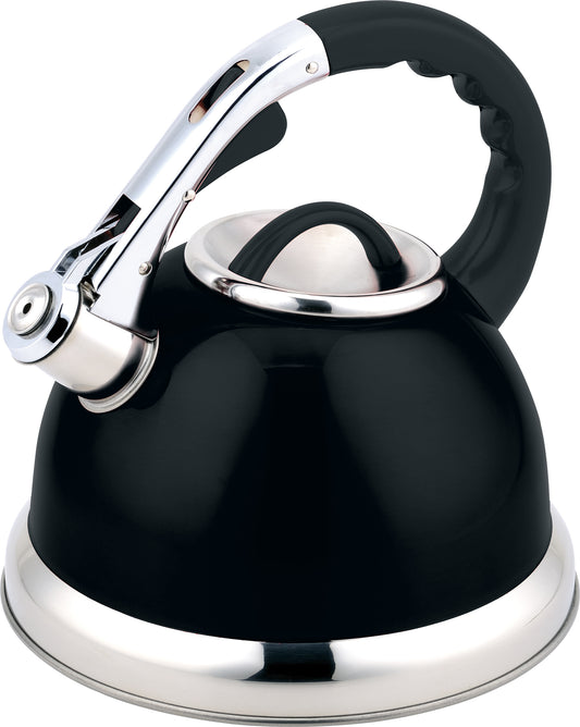 Buckingham Stainless Stove Top Induction Gas Whistling Kettle 3.5 L, Metallic Black