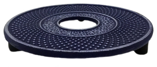Buckingham Japanese Style Cast Iron Trivet Hot Plate Pot Stand Worktop Protector, 14 cm, Blue, Pimple