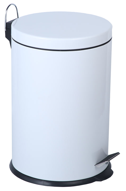 Buckingham White Powder Coated Pedal Bin Waste Trash Bin for Bathroom Kitchen Office 5 Litres