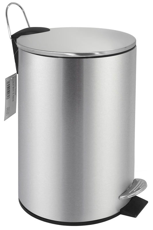 Buckingham Stainless Steel Round Pedal Bin Waste Trash Bin for Bathroom Kitchen Office 3 Litres, Matt Finish